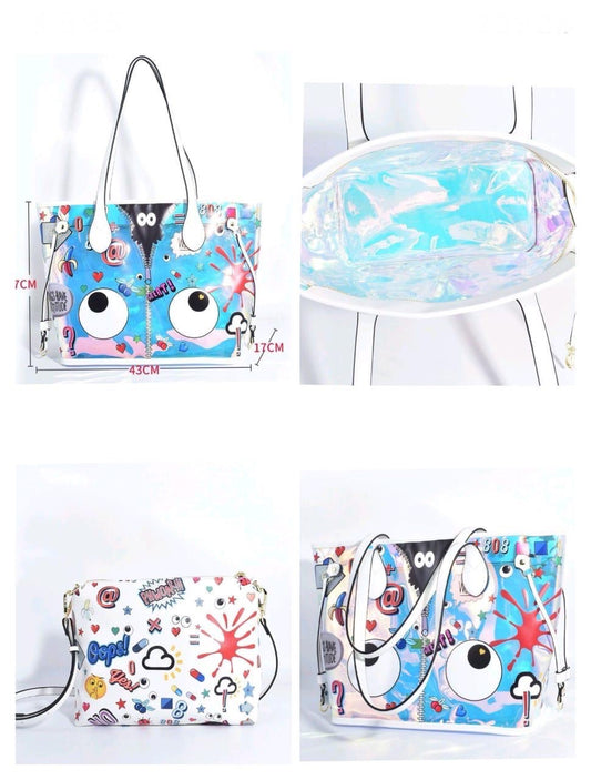 Eye Theme  Holographic tote bag for girls