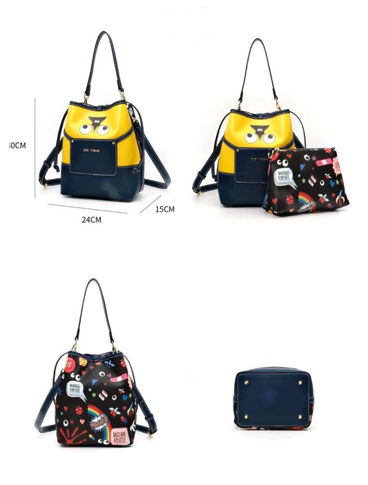 Eye theme minions sling bag with pouch inside